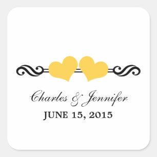 Adesivo Quadrado Corações Elegantes Adesivos, Amarelo