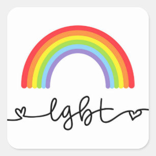 Adesivo Quadrado Corações LGBT e arco-íris