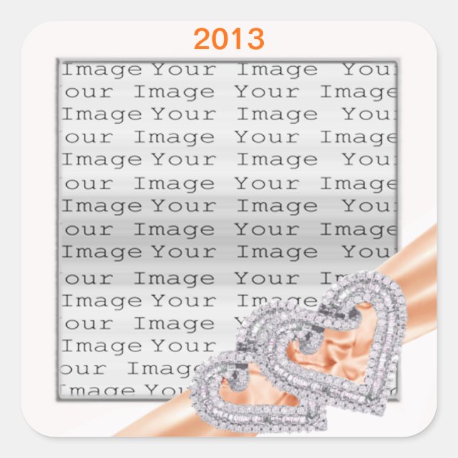 Adesivo Quadrado Corações Personalizados Tangerine Frisos (Frente)