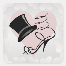 Adesivo Quadrado Corações Prateados Personalizados Chapéus Superior