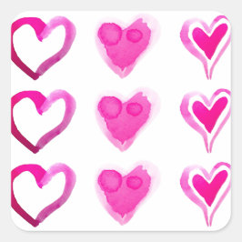Adesivo Quadrado Corações Rosa Bonitos Para Sempre Amar Amizade Rom