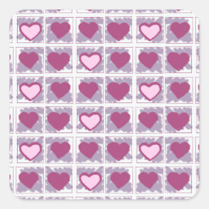 Adesivo Quadrado Corações Rosa e Quadrados Amor Xoxo