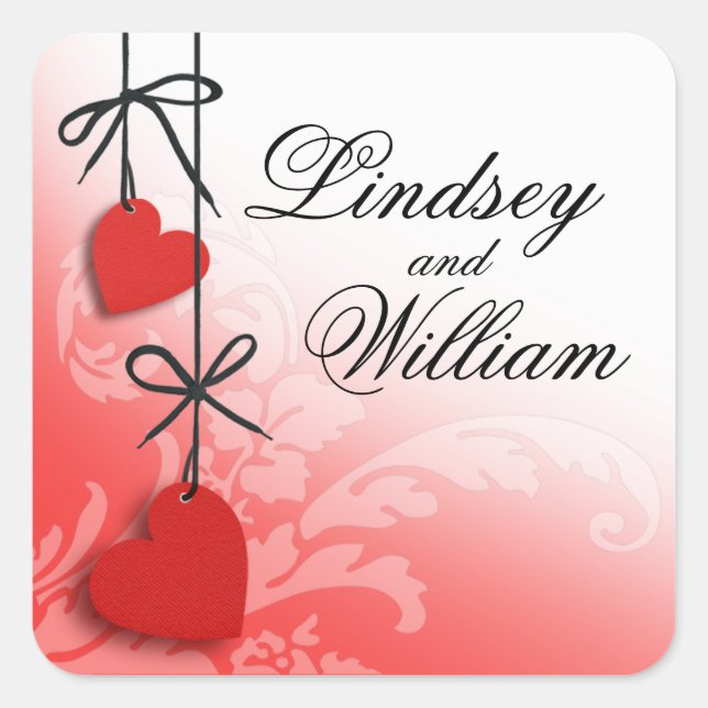 Adesivo Quadrado Corações vermelhos (Frente)