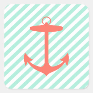 Adesivo Quadrado Coral Anchor Silhouette