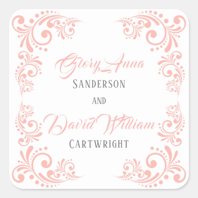 Adesivo Quadrado Coral Floral Square Sticker (Frente)