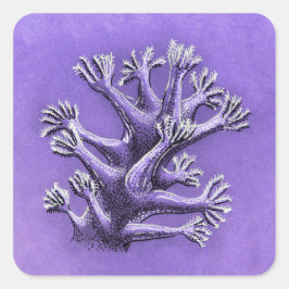 Adesivo Quadrado Coral Reef Roxo Marinha Arte