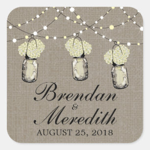 Adesivo Quadrado Corda rústica do frasco de pedreiro das luzes