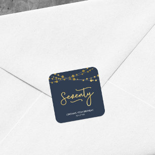 Adesivo Quadrado Cordas azuis elegantes da festa de aniversário do