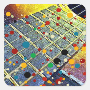 Adesivo Quadrado Cordas de violão música mostarda colorido vintag