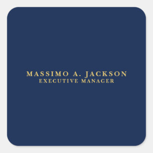 Adesivo Quadrado Cores Azul Dourado Profissional Moderno Simples
