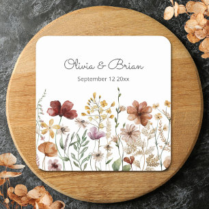 Adesivo Quadrado Cores de água personalizadas Flor Bonito de flor s