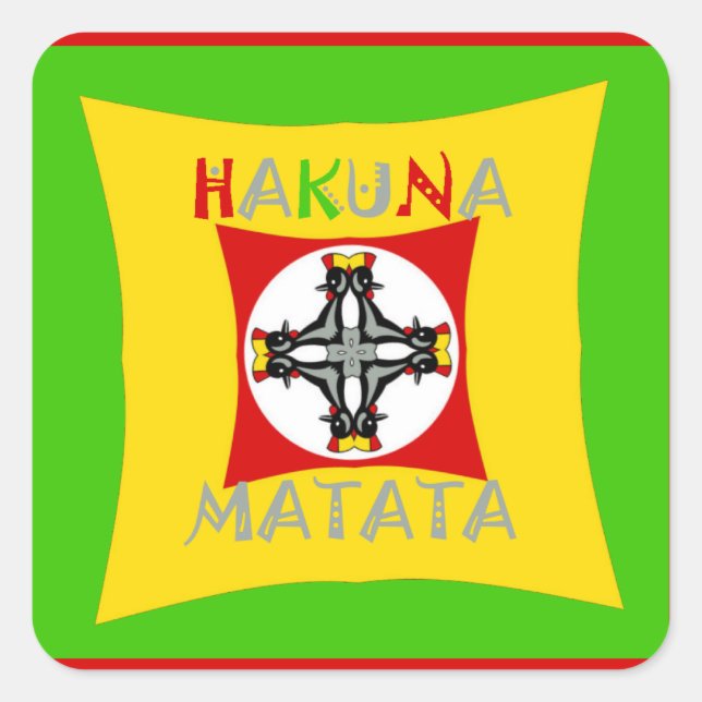 Adesivo Quadrado Cores de rasta divertida de Hakuna Matata: Vibrant (Frente)