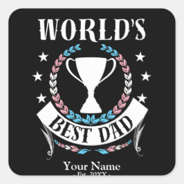 Adesivo Quadrado Cores de Sinalizador Trans do Melhor Dia de os pai