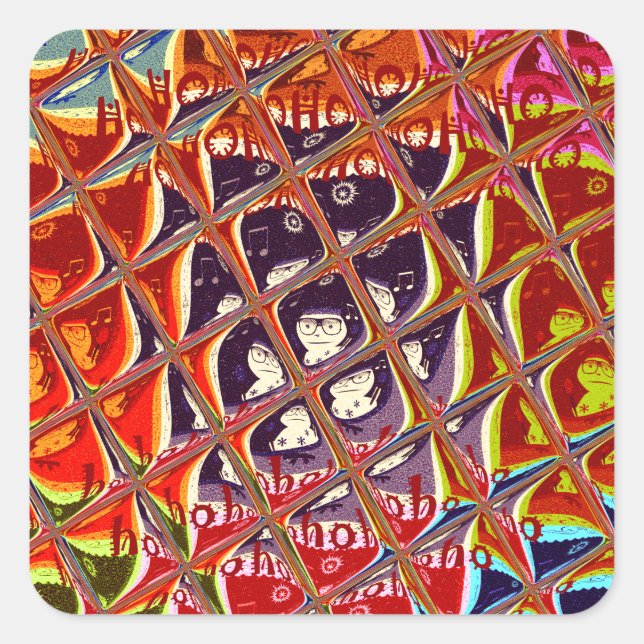 Adesivo Quadrado Cores especiais de Natal Papais noeis de neve HoHo (Frente)