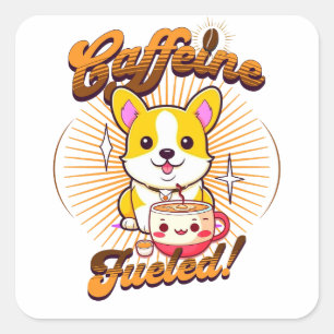 ADESIVO QUADRADO CORGI CAFEINE COMBUSTÍVEL!