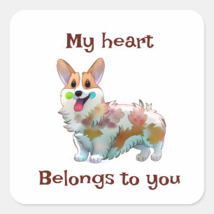 Adesivo Quadrado Corgi de laranja-branca para um humor positivo