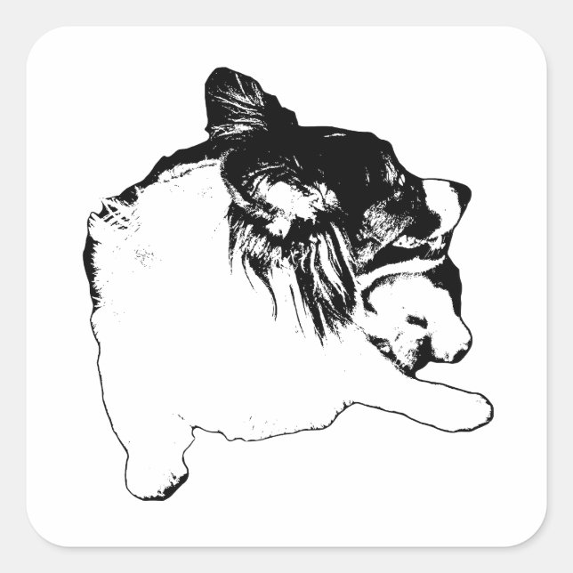 Adesivo Quadrado Corgi de Linha Nítida (Frente)