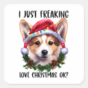 Adesivo Quadrado Corgi, Eu Só Estraguei O Natal Do Amor Ok Xmas