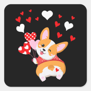 Adesivo Quadrado Corgi Heart,Adivinha Que Bumbum De Corgi