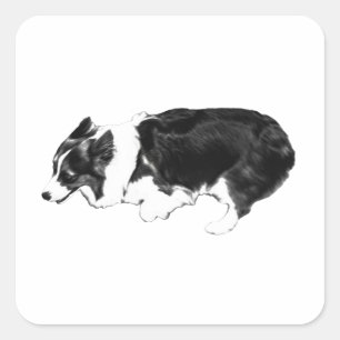 Adesivo Quadrado Corgi rápido, sorriso de bolso