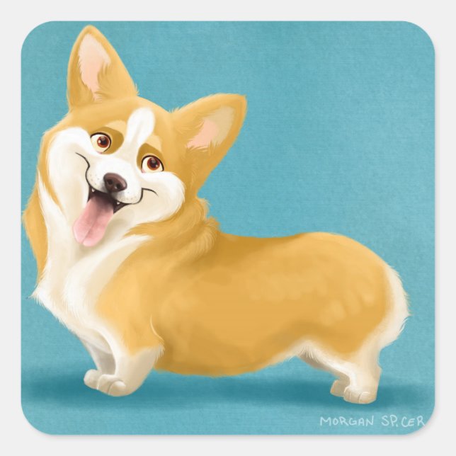Adesivo Quadrado Corgi Stickers (Frente)