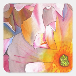 Adesivo Quadrado Cornelia pastel rosa rosa rosa com aquarela