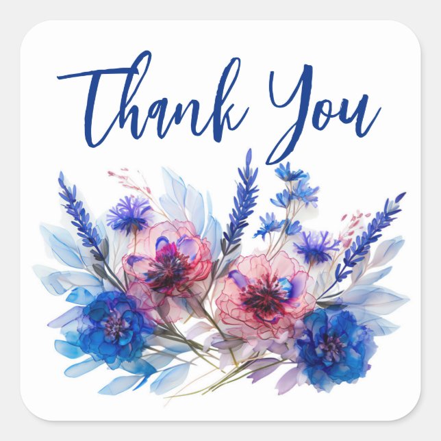 Adesivo Quadrado 💍 Cornflower & Lavanda (Frente)