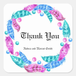 Adesivo Quadrado Coroa boho fluorescente, elegância de cores vívida