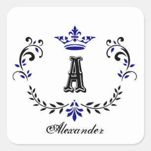 Adesivo Quadrado Coroa Coroa Um Casamento Monograma