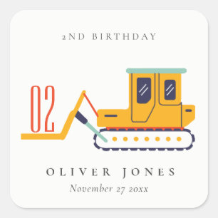 Adesivo Quadrado Coroa De Construção Levanta Qualquer Idade Anivers