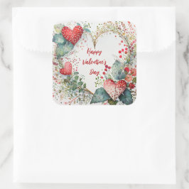 Adesivo Quadrado Coroa de coração de valentine floral country perso