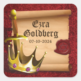 Adesivo Quadrado Coroa de Espada de Fantasia Cavaleiro Medieval Bar