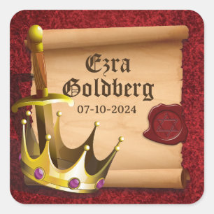 Adesivo Quadrado Coroa de Espada de Fantasia Cavaleiro Medieval Bar