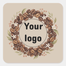 Adesivo Quadrado Coroa de Grão de Café Botânico com Logotipo Person