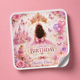 Adesivo Quadrado Coroa de Princesa Aniversário