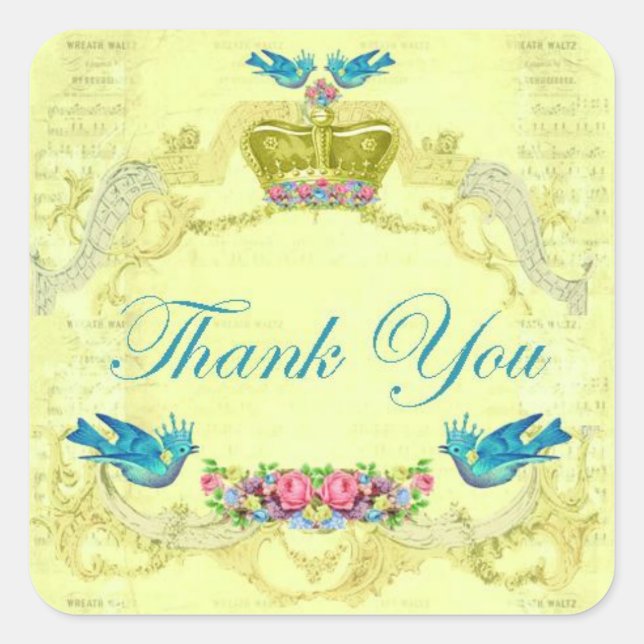 Adesivo Quadrado Coroa Europeia Royalties e Sticker (Frente)