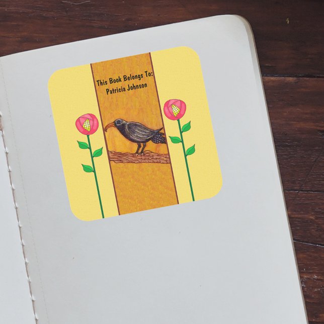 Adesivo Quadrado Coroa Preta nas Flores Vermelhas Abstrato da Ramif (Criador carregado)