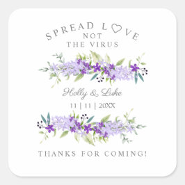Adesivo Quadrado Coronavirus Gel Purple Flower Wedding  Wreath