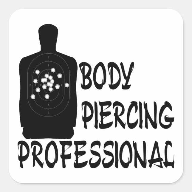 Adesivo Quadrado Corpo de Piercing Profissional (Frente)