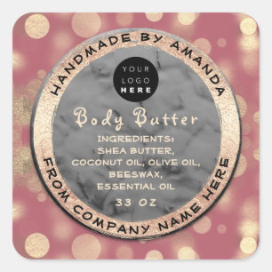 Adesivo Quadrado Corpo do logotipo Manteiga balm Barramento Confet