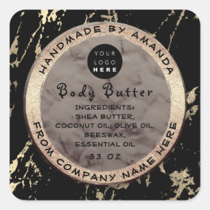 Adesivo Quadrado Corpo do logotipo Manteiga balm Cinza cosmética