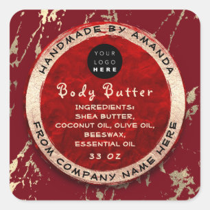 Adesivo Quadrado Corpo do logotipo Manteiga balm Dourada Cosmétic