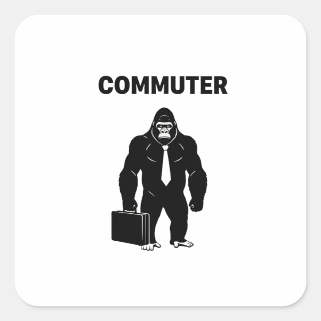Adesivo Quadrado Corporate Jungle: Muscular Gorilla Commuter (Frente)