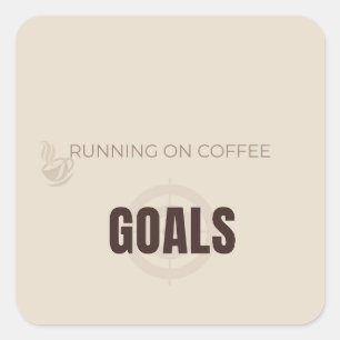 Adesivo Quadrado Correndo Com Café E Metas Motivacional Café Lo