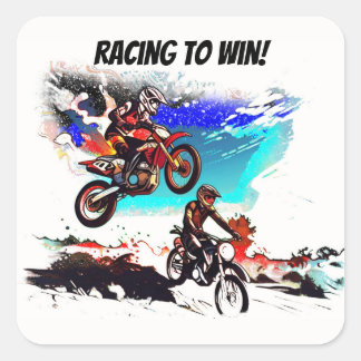 Adesivo Quadrado Correndo Para Vencer - Pilotos de Motocross