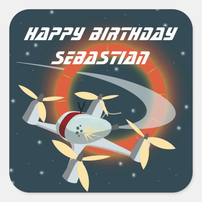 Adesivo Quadrado Corrida de Drone (Frente)