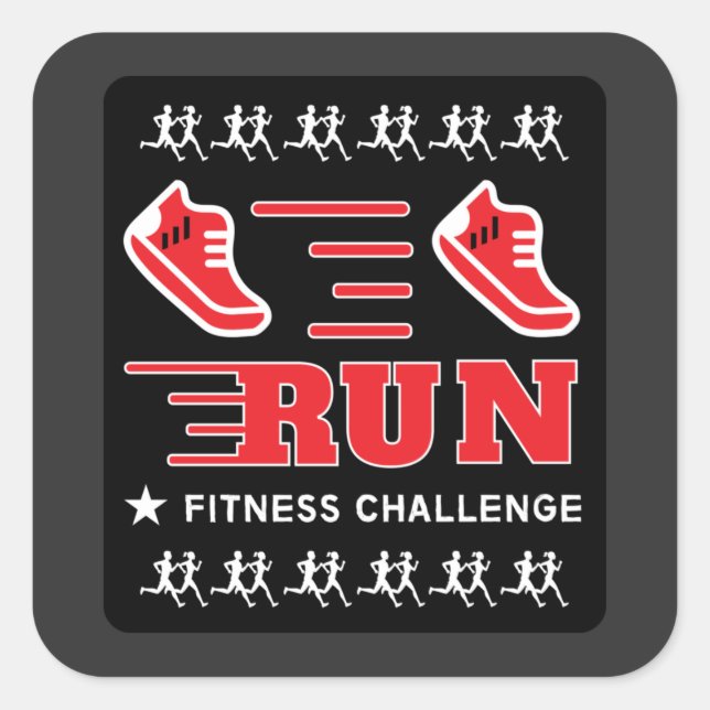 Adesivo Quadrado Corrida Obter suporte motivacional para Ajustados  (Frente)