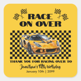 Adesivo Quadrado Corrida Sobre Qualquer Carro Esportivo Amarelo De 