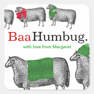 Adesivo Quadrado Cortador-tricô Carneiro-de-natal que cachecol