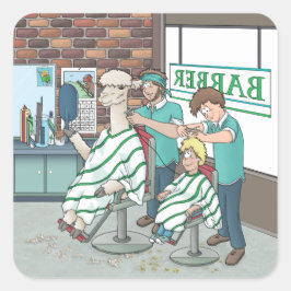 Adesivo Quadrado Corte de cabelo Alpaca